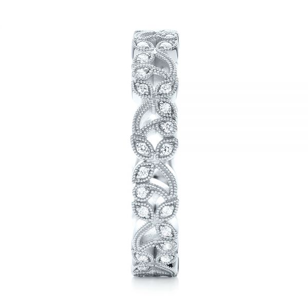 18k White Gold Organic Diamond Stackable Eternity Band - Side View -  101929