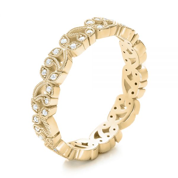 14k Yellow Gold 14k Yellow Gold Organic Diamond Stackable Eternity Band - Three-Quarter View -  101929