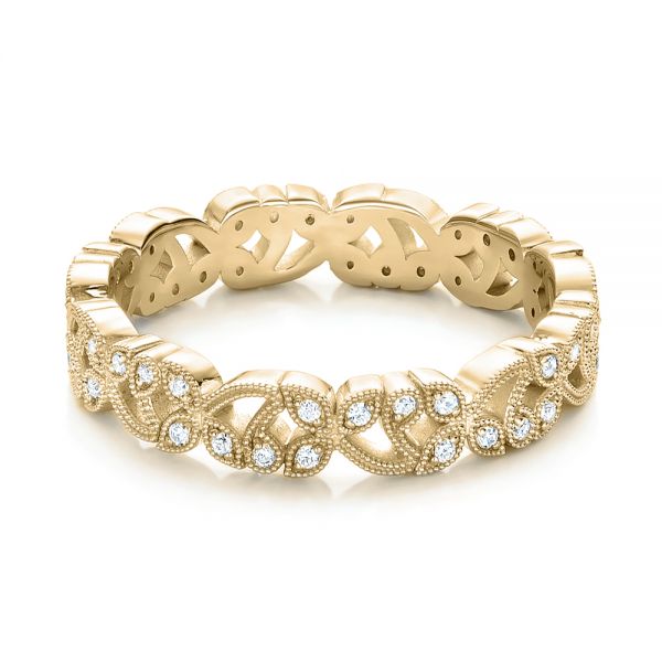 18k Yellow Gold 18k Yellow Gold Organic Diamond Stackable Eternity Band - Flat View -  101929