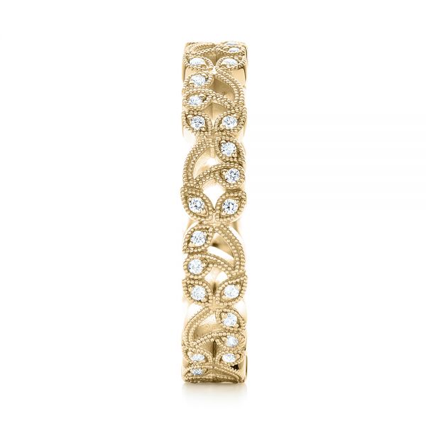 14k Yellow Gold 14k Yellow Gold Organic Diamond Stackable Eternity Band - Side View -  101929