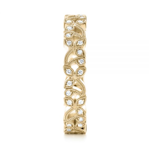 18k Yellow Gold 18k Yellow Gold Organic Diamond Stackable Eternity Band - Side View - 101929