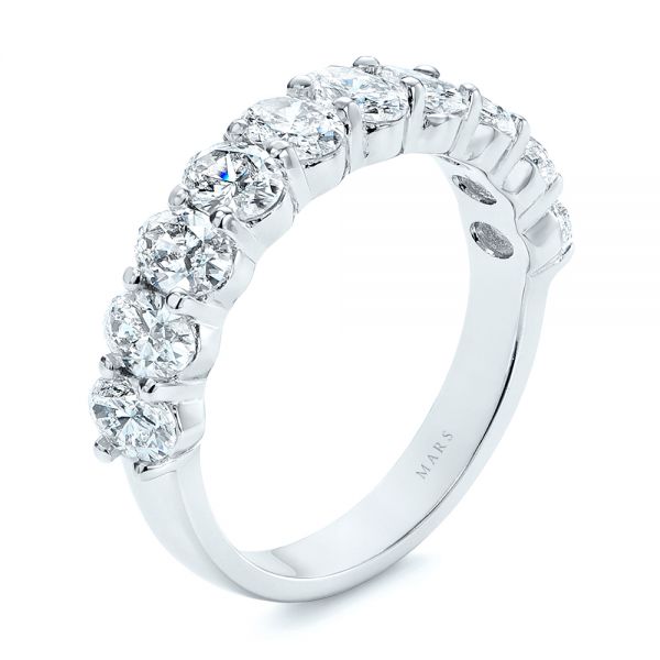 18k White Gold Oval Diamond Half Eternity Wedding Band - Three-Quarter View -  105318