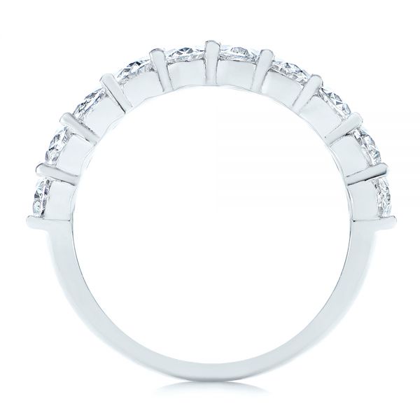 18k White Gold Oval Diamond Half Eternity Wedding Band - Front View - 105318