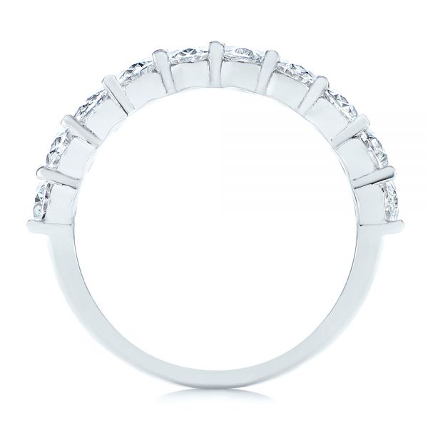 18k White Gold Oval Diamond Half Eternity Wedding Band - Front View -  105318