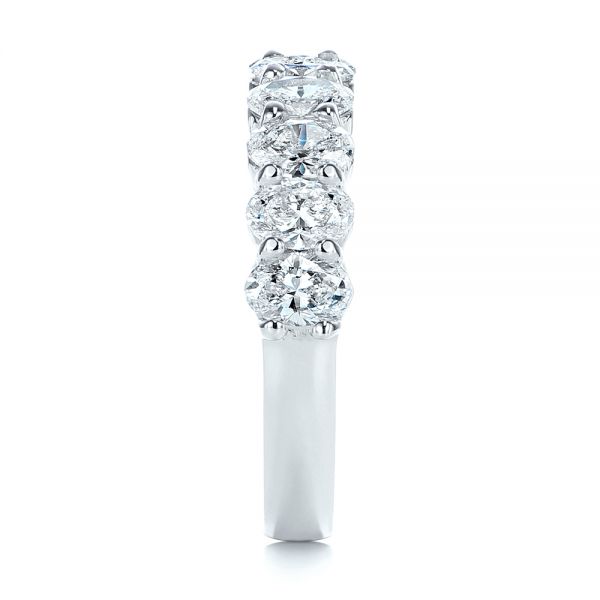 18k White Gold Oval Diamond Half Eternity Wedding Band - Side View -  105318