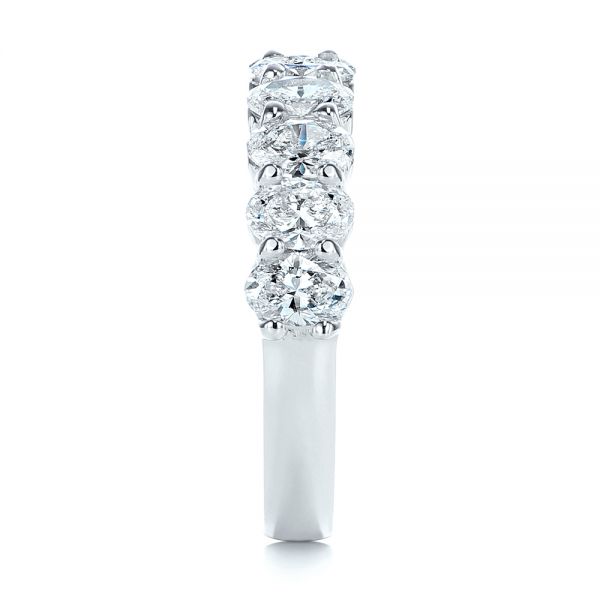 18k White Gold Oval Diamond Half Eternity Wedding Band - Side View - 105318