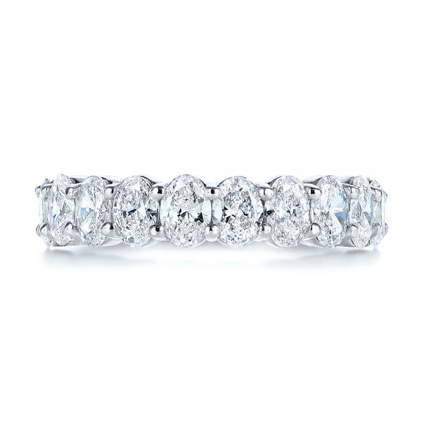 18k White Gold Oval Diamond Half Eternity Wedding Band - Top View - 105318