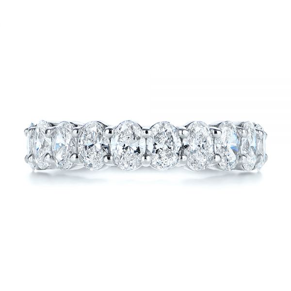 18k White Gold Oval Diamond Half Eternity Wedding Band - Top View -  105318