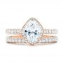 14k Rose Gold 14k Rose Gold Pave Diamond Hand Engraved Wedding Band - Top View -  102507 - Thumbnail