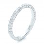 14k White Gold Pave Diamond Hand Engraved Wedding Band - Three-Quarter View -  102507 - Thumbnail