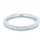 14k White Gold Pave Diamond Hand Engraved Wedding Band - Flat View -  102507 - Thumbnail