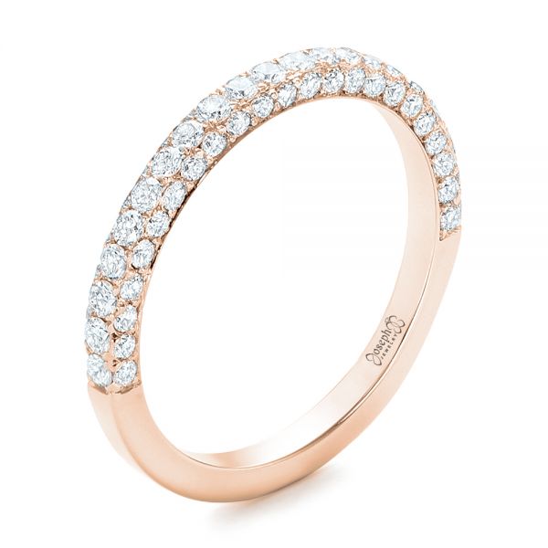 18k Rose Gold 18k Rose Gold Pave Diamond Wedding Band - Three-Quarter View -  102559