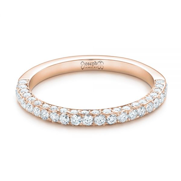 14k Rose Gold 14k Rose Gold Pave Diamond Wedding Band - Flat View - 102559