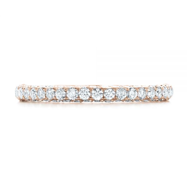 14k Rose Gold 14k Rose Gold Pave Diamond Wedding Band - Top View - 102559