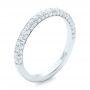 14k White Gold Pave Diamond Wedding Band - Three-Quarter View -  102559 - Thumbnail