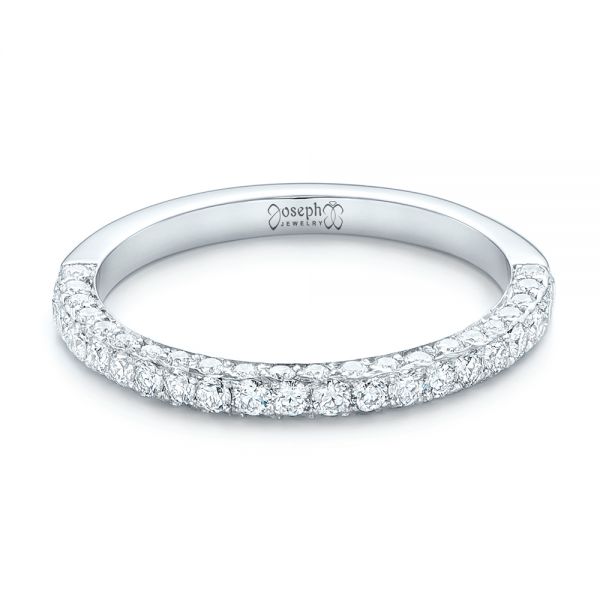 14k White Gold Pave Diamond Wedding Band - Flat View - 102559