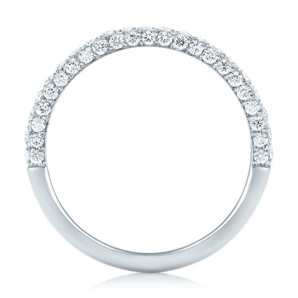 14k White Gold Pave Diamond Wedding Band - Front View - 102559