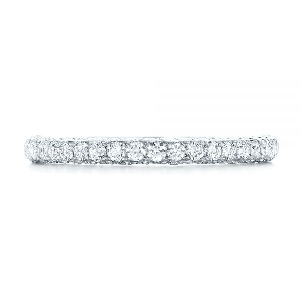 14k White Gold Pave Diamond Wedding Band - Top View - 102559