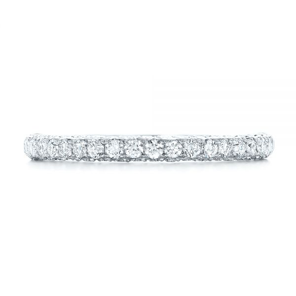 14k White Gold Pave Diamond Wedding Band - Top View -  102559