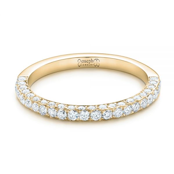 18k Yellow Gold 18k Yellow Gold Pave Diamond Wedding Band - Flat View -  102559