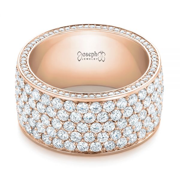 18k Rose Gold 18k Rose Gold Pave Diamond Women's Anniversary Band - Flat View - 104157