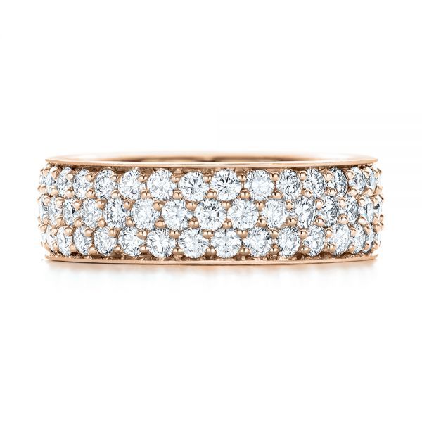 18k Rose Gold 18k Rose Gold Pave Diamond Women's Anniversary Band - Top View - 104137