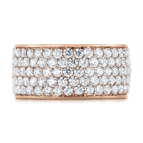 18k Rose Gold 18k Rose Gold Pave Diamond Women's Anniversary Band - Top View -  104157
