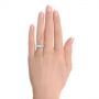 14k White Gold 14k White Gold Pave Diamond Women's Anniversary Band - Hand View -  104137 - Thumbnail