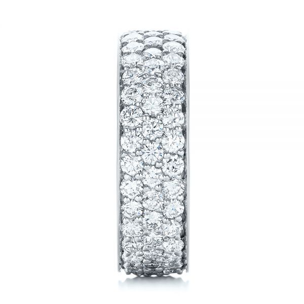 18k White Gold Pave Diamond Women's Anniversary Band - Side View - 104137