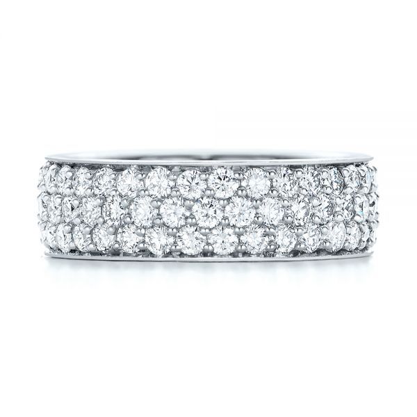 18k White Gold Pave Diamond Women's Anniversary Band - Top View -  104137