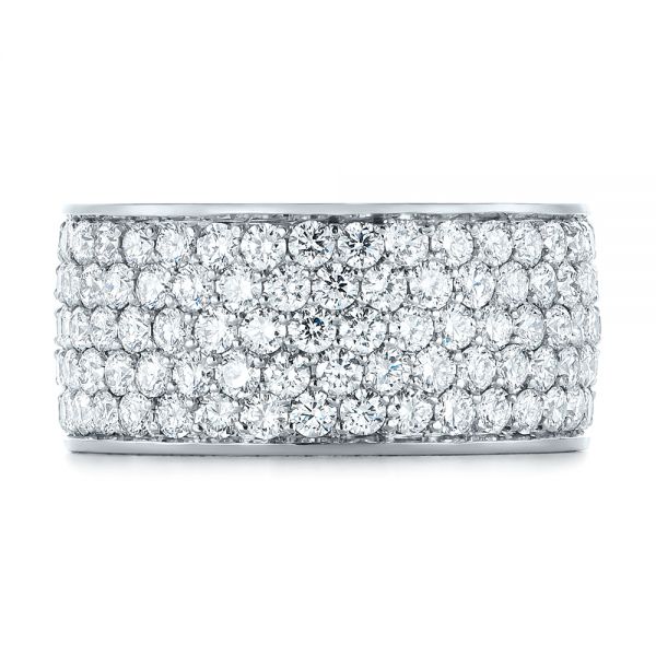 18k White Gold Pave Diamond Women's Anniversary Band - Top View -  104157