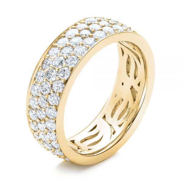 18k Yellow Gold 18k Yellow Gold Pave Diamond Women's Anniversary Band - Three-Quarter View -  104137