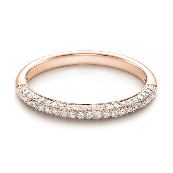 14k Rose Gold 14k Rose Gold Pave Set Diamond Wedding Band - Flat View -  100407