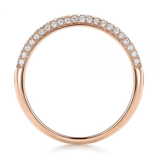 14k Rose Gold 14k Rose Gold Pave Set Diamond Wedding Band - Front View -  100407