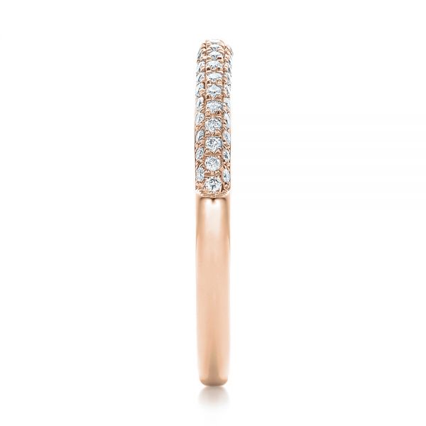 14k Rose Gold 14k Rose Gold Pave Set Diamond Wedding Band - Side View - 100407