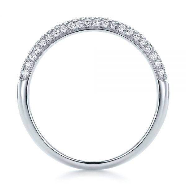 14k White Gold Pave Set Diamond Wedding Band - Front View -  100407