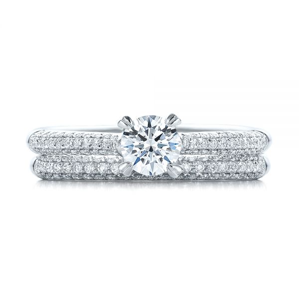  Platinum Platinum Pave Set Diamond Wedding Band - Top View -  100407