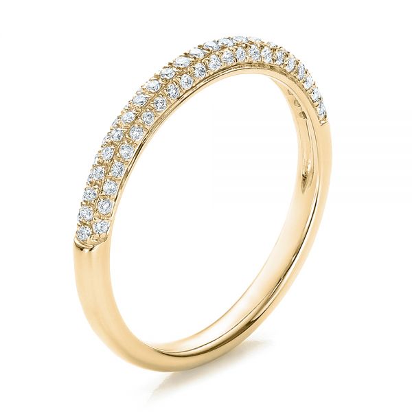 18k Yellow Gold 18k Yellow Gold Pave Set Diamond Wedding Band - Three-Quarter View -  100407