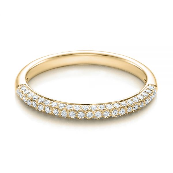 14k Yellow Gold 14k Yellow Gold Pave Set Diamond Wedding Band - Flat View -  100407