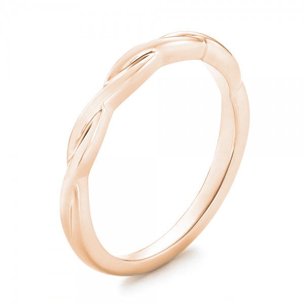 18k Rose Gold 18k Rose Gold Petite Twist Wedding Band - Three-Quarter View -  102703