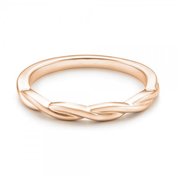 14k Rose Gold 14k Rose Gold Petite Twist Wedding Band - Flat View -  102703