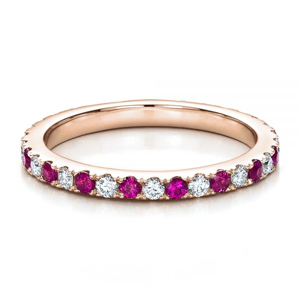 14k Rose Gold 14k Rose Gold Pink Sapphire Eternity Band With Matching Engagement Ring - Flat View -  100000