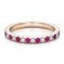 14k Rose Gold 14k Rose Gold Pink Sapphire Eternity Band With Matching Engagement Ring - Flat View -  100000 - Thumbnail