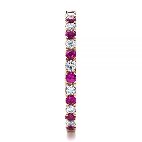 18k Rose Gold 18k Rose Gold Pink Sapphire Eternity Band With Matching Engagement Ring - Side View -  100000