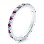 18k White Gold Pink Sapphire Eternity Band With Matching Engagement Ring - Three-Quarter View -  100000 - Thumbnail