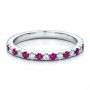 18k White Gold Pink Sapphire Eternity Band With Matching Engagement Ring - Flat View -  100000 - Thumbnail
