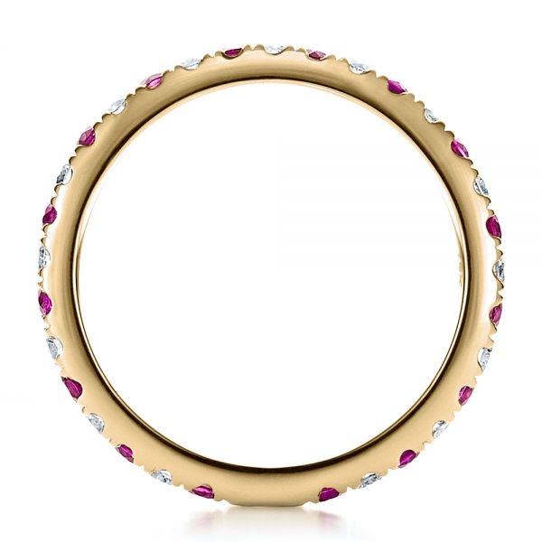 18k Yellow Gold 18k Yellow Gold Pink Sapphire Eternity Band With Matching Engagement Ring - Front View -  100000