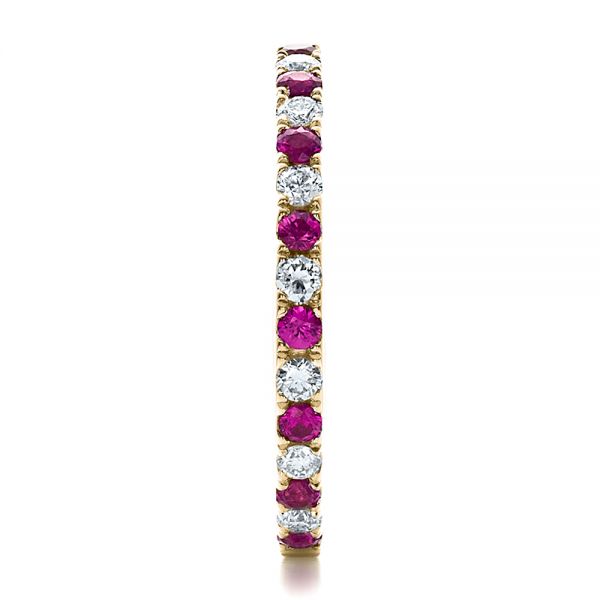 18k Yellow Gold 18k Yellow Gold Pink Sapphire Eternity Band With Matching Engagement Ring - Side View -  100000
