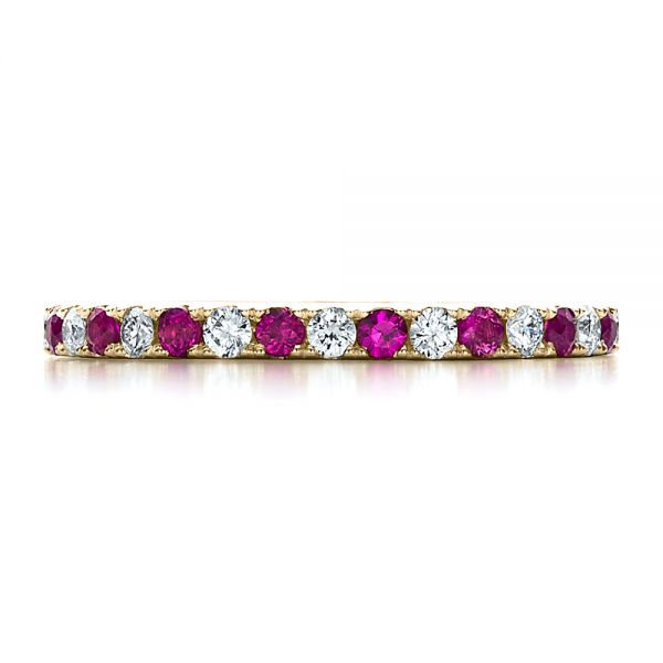 14k Yellow Gold 14k Yellow Gold Pink Sapphire Eternity Band With Matching Engagement Ring - Top View -  100000