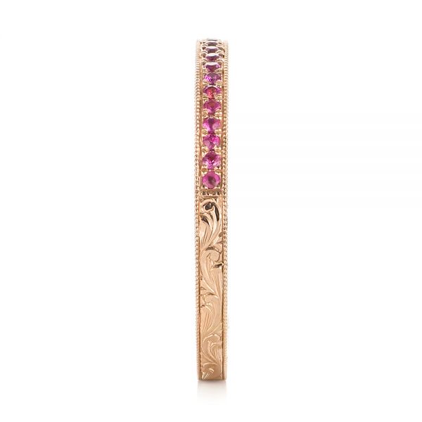 14k Rose Gold Pink Sapphire Wedding Band - Side View - 103431